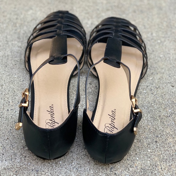 Paprika Black Gladiator Strap Ankle Sandals - Picture 3 of 4